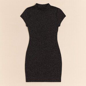 Zara Black Glittery high neck bodycon mini dress